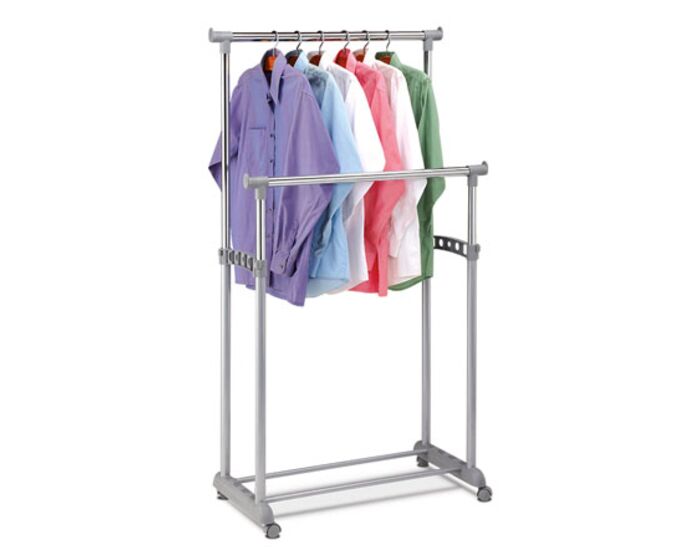 Stojan na šaty, šedá barva, kov / plast, chrom ABD-1233 GREY