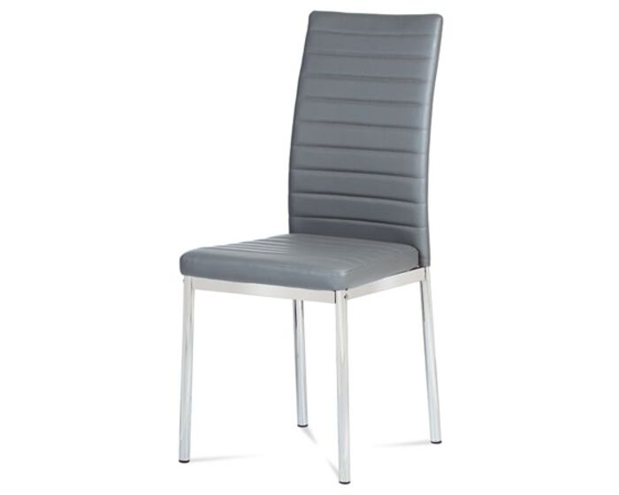 Jídelní židle koženka šedá / chrom AC-1285 GREY