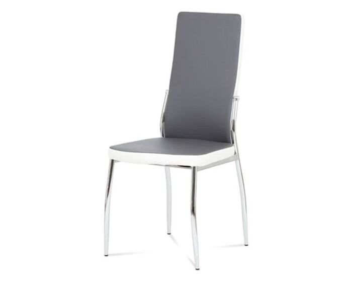 Jídelní židle koženka šedá + bílá AC-1693 GREY