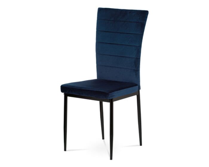 Jídelní židle, modrá látka samet, kov černý mat AC-9910 BLUE4