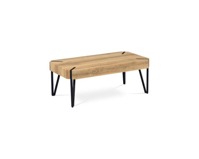 Konferenční stolek 110x60x43, MDF bělený dub, kov černý mat AHG-241 OAK2