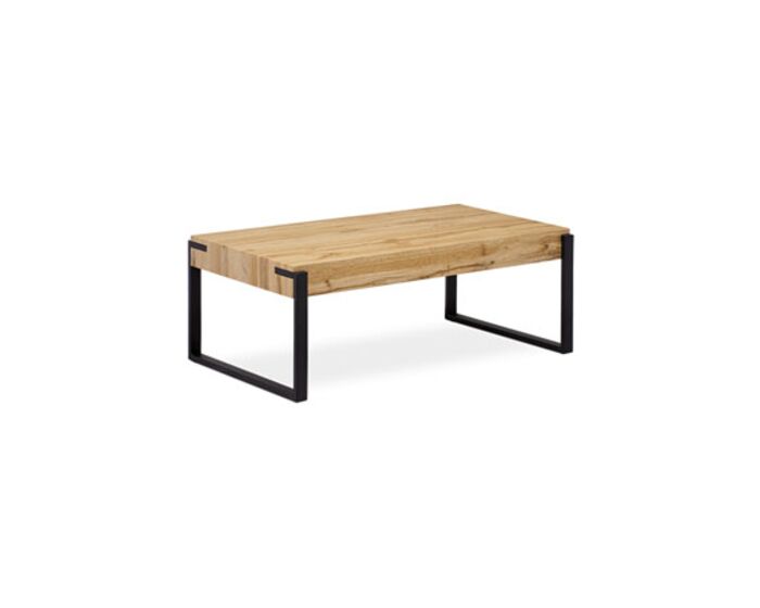 Konferenční stolek 110x60x42 cm, deska MDF dekor divoký dub tloušťka 10 cm, kov černý mat AHG-250 OAK