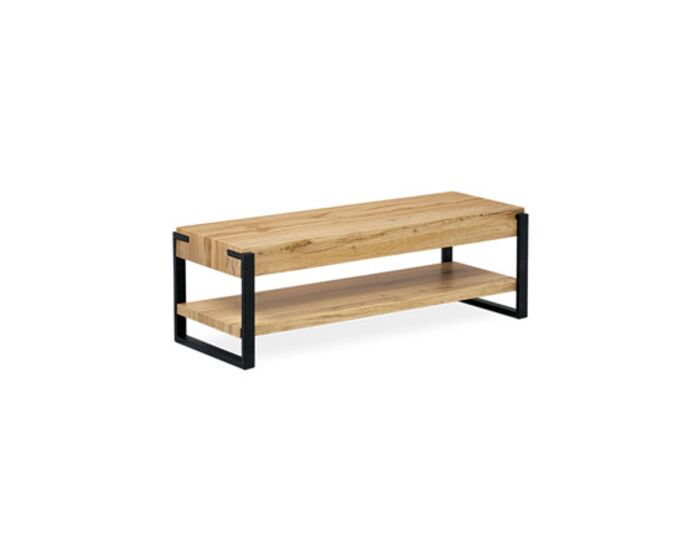 TV stolek 120x44x40 cm, MDF 3D dekor divoký dub tloušťka 100 mm, kovové nohy v černém matném laku AHG-252 OAK