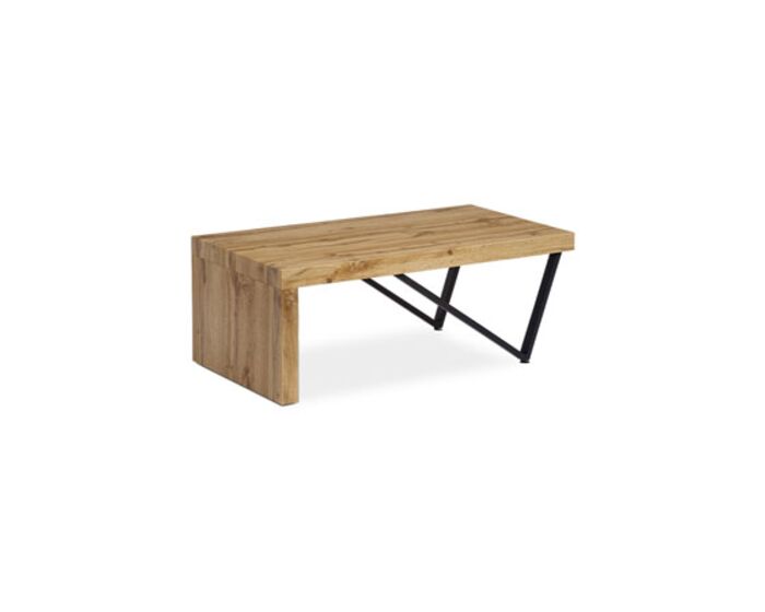 Konferenční stolek 110x60x43 cm, MDF dekor divoký dub tloušťka 60 mm, nohy kov černý mat AHG-255 OAK