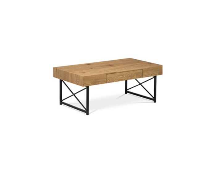 Konferenční stolek 110x60 cm, MDF divoký dub, kov černý mat AHG-384 OAK