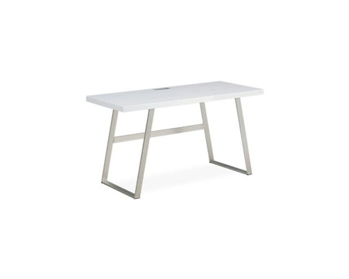 Kancelářský stůl 140x60, MDF, bílý matný lak, broušený nikl APC-602 WT
