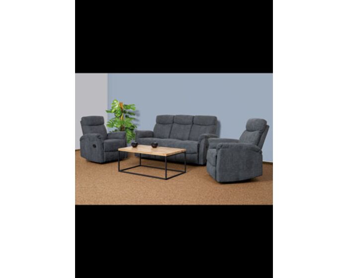 Sedačka se dvěma polohovacími křesly, šedá látka ASD-311 GREY