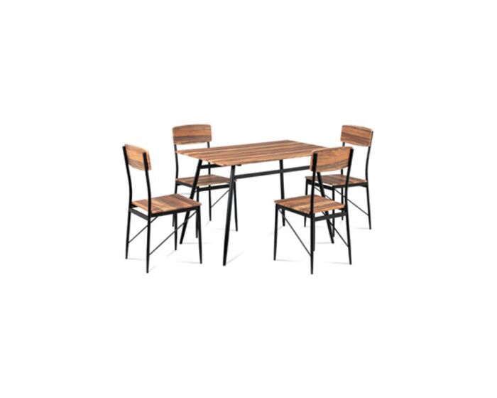 Jídelní set (1+4), vintage třešeň MDF, kov matná černá AUT-2022 RTR