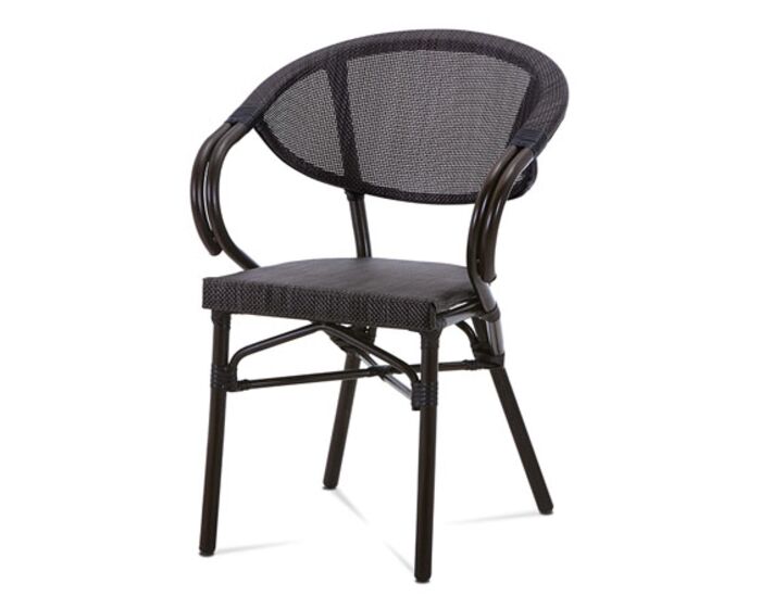 Zahradní židle, kov hnědý, textil černý AZC-110 BK