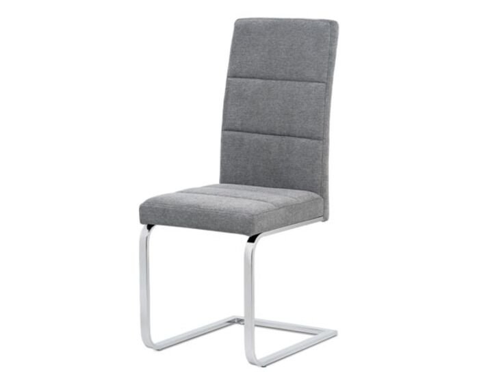Jídelní židle, šedá látka, kovová chromovaná pohupová podnož B931N GREY2