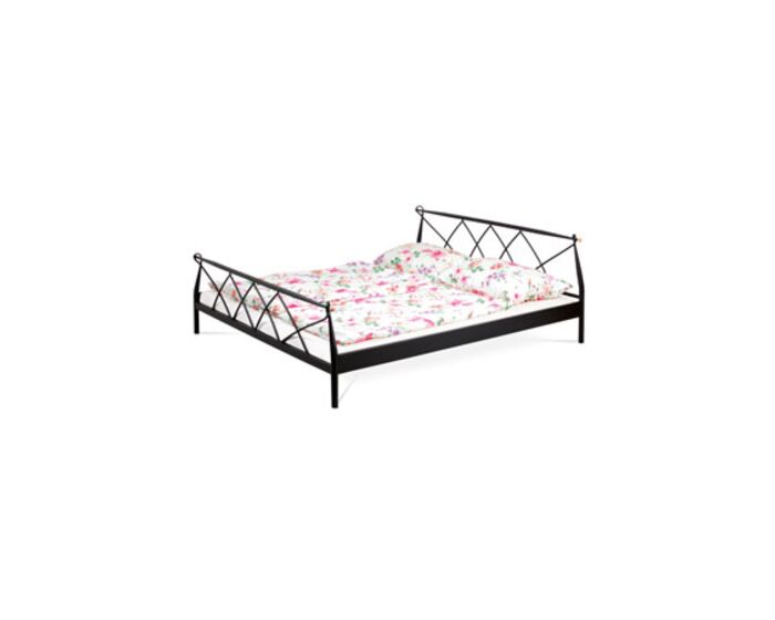 Postel dvoulůžková, 180x200, kov černá matná BED-1907 BK