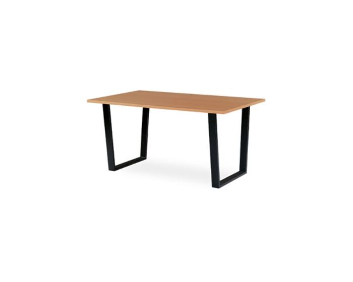 Jídelní / kancelářský stůl 150x90 cm, MDF + dýha tmavý buk, kovová podnož, černý matný lak BT-3000 BUK3