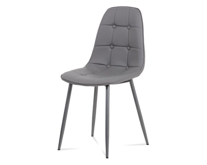 Jídelní židle, šedá ekokůže, kov antracit CT-393 GREY