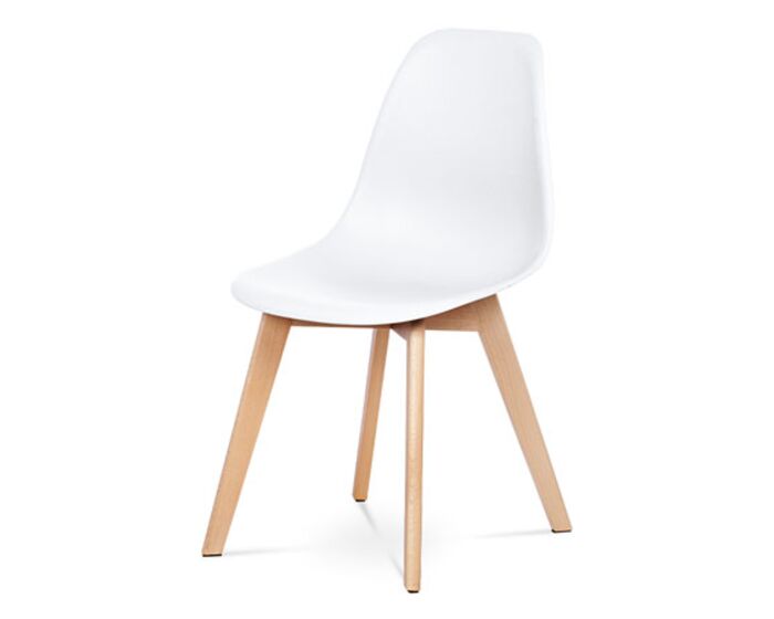 Jídelní židle, bílý plast, masiv buk CT-611 WT