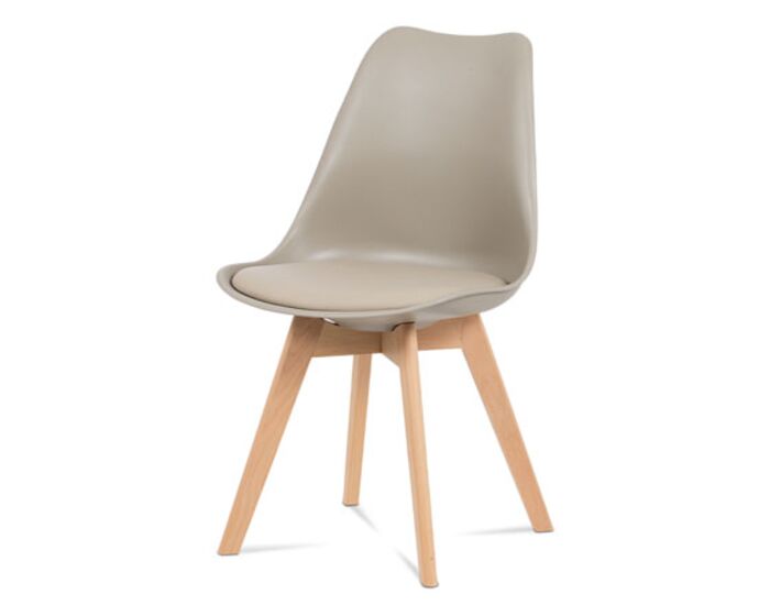 Jídelní židle, plast latté / koženka latté / masiv buk CT-752 LAT