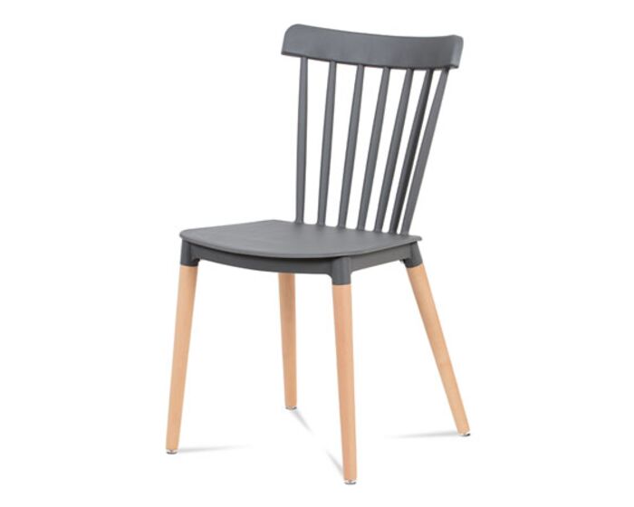 Jídelní židle, šedý plast / masiv buk CT-757 GREY
