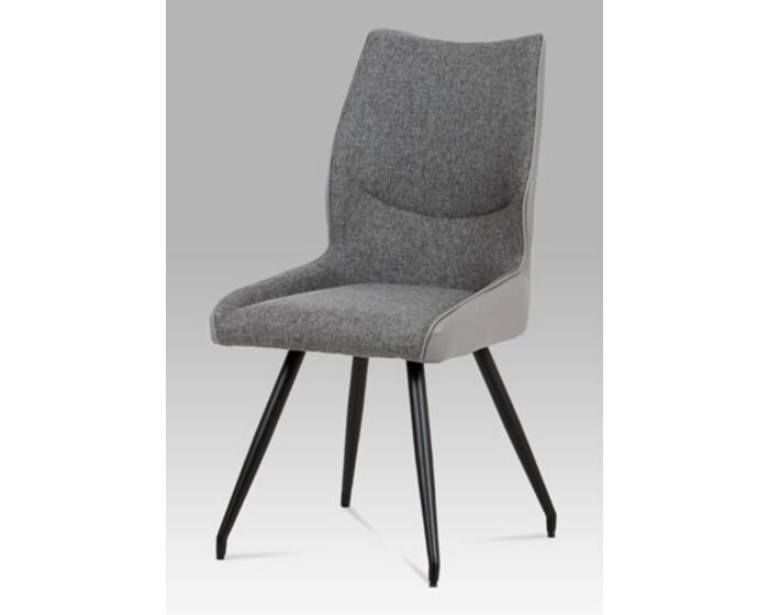 Jídelní židle koženka šedá + látka / černá kov DCH-351 GREY2
