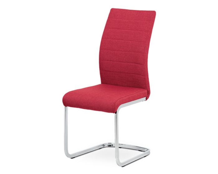 Jídelní židle, červená látka, kov chrom DCH-455 RED2