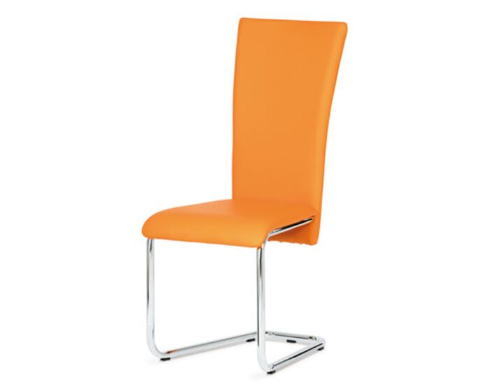 Jídelní židle chrom / oranžová koženka DCL-173 ORA