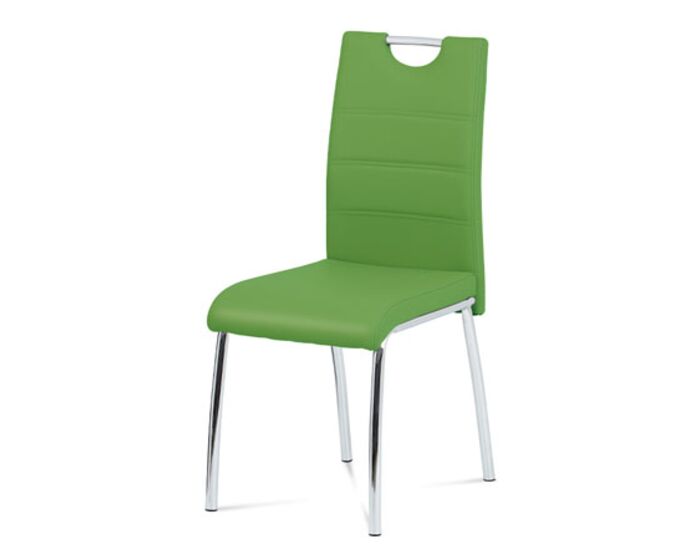 Jídelní židle, ekokůže zelená / chrom DCL-401 GRN