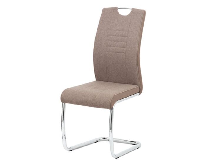 Jídelní židle, cappuccino látka-ekokůže, chrom DCL-405 CAP2
