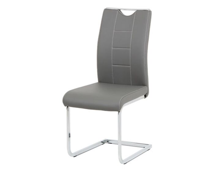 Jídelní židle šedá koženka / chrom DCL-411 GREY