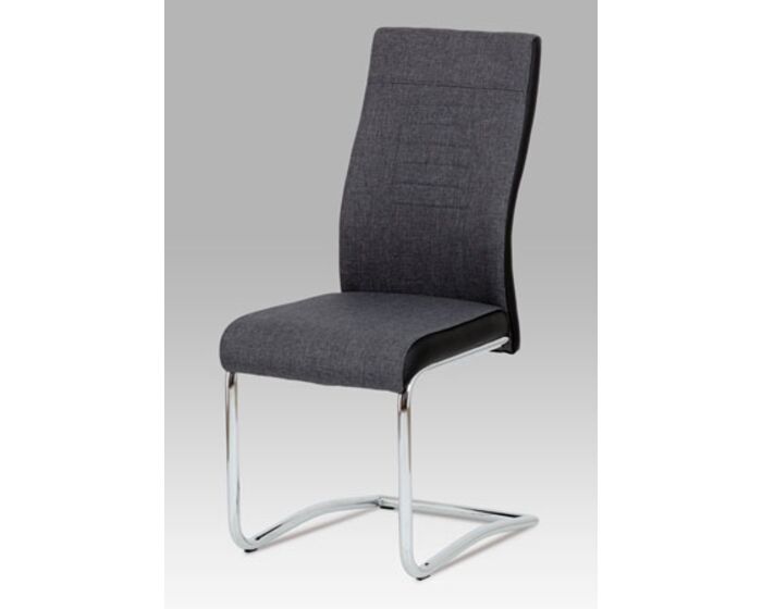 Jídelní židle šedá látka + černá koženka / chrom DCL-428 GREY2