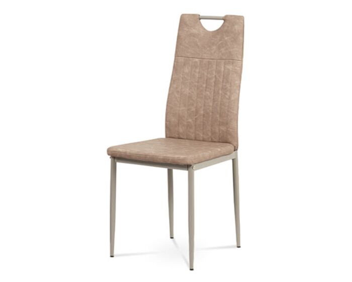 Jídelní židle, lanýžová ekokůže, kov cappuccino lesk DCL-460 LAN3