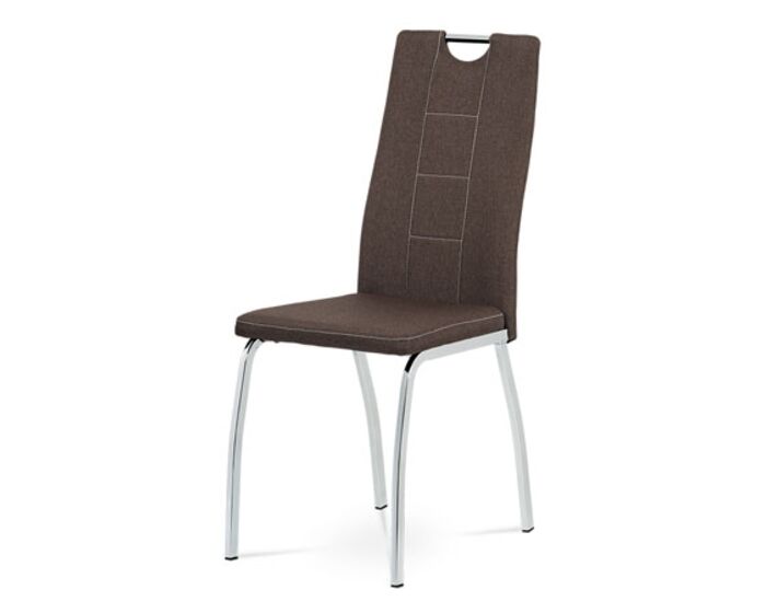 Jídelní židle, hnědá látka, kov chrom DCL-466 BR2