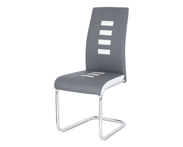 Jídelní židle ekokůže šedá / bílá, chrom DCL-961 GREY
