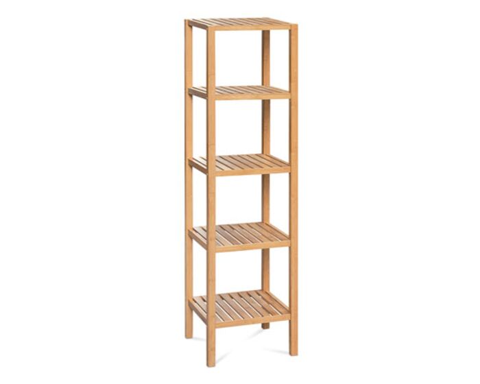 Regál, 5 polic, lakovaný bambus DR-011-3