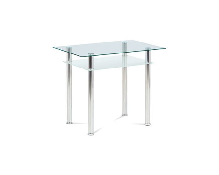 Jídelní stůl 90x60 cm, číré/mléčné sklo temperované + chrom GDT-111 CLR