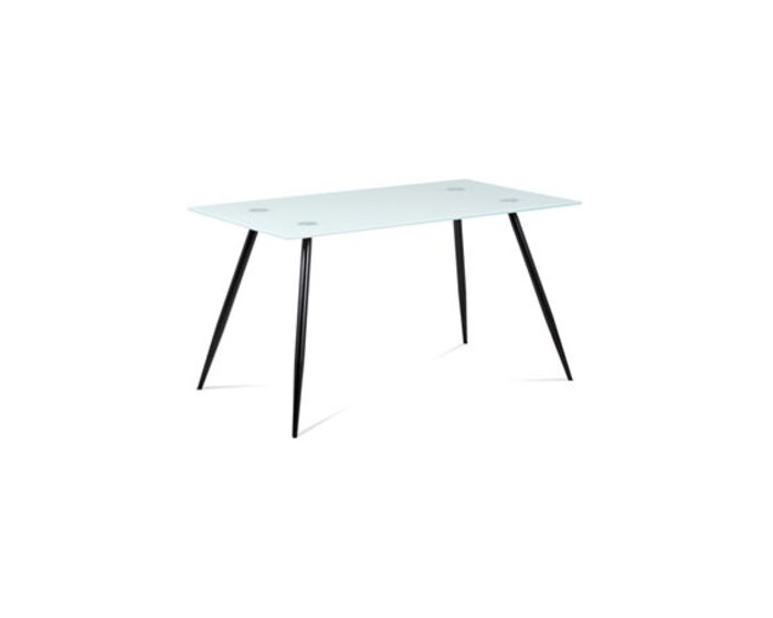 Jídelní stůl 140x80x75 cm mléčné sklo + nohy černý lak GDT-113 WT
