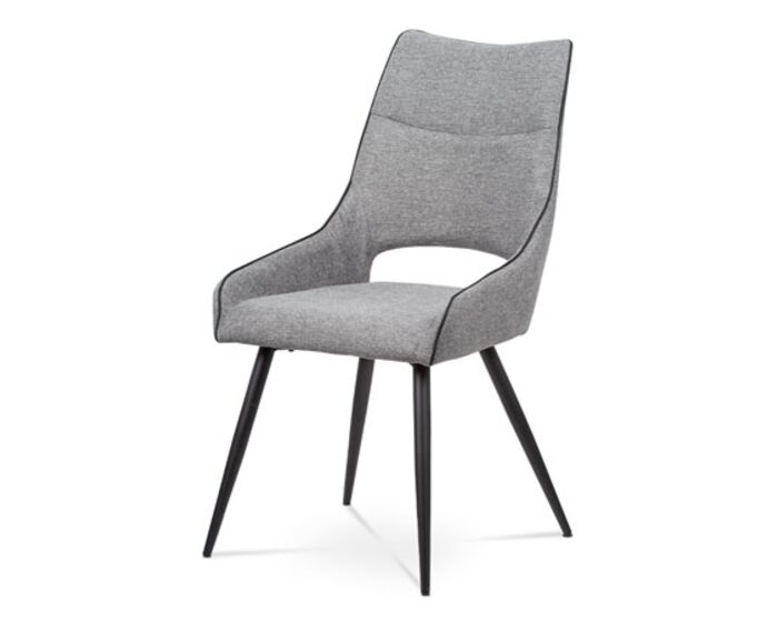 Jídelní židle - látka šedá, černá paspule, kovová podnož, černý matný lak HC-021 GREY2