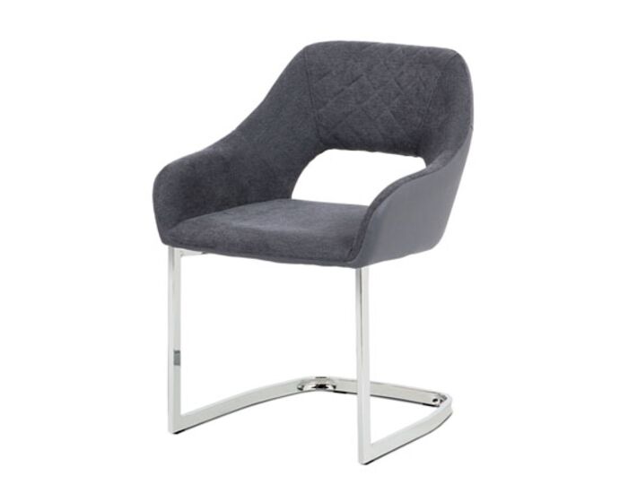 Jídelní židle, šedá látka+ekokůže, kov chrom HC-223 GREY2