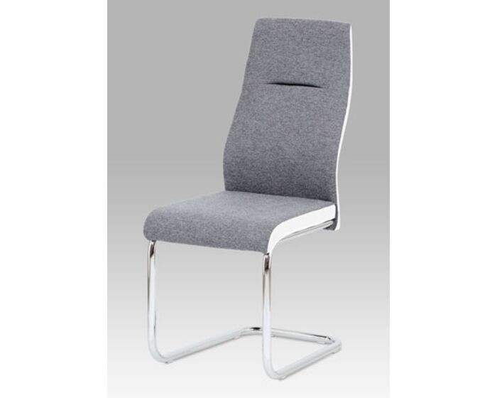 Jídelní židle šedá látka / bílá koženka HC-238 GRW2