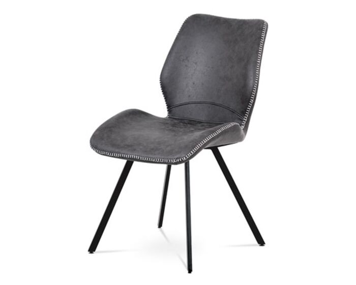 Jídelní židle, šedá látka vintage, kov černý mat HC-440 GREY3