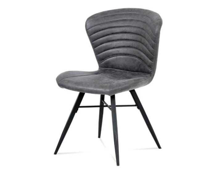 Jídelní židle, šedá látka vintage, kov černý mat HC-442 GREY3