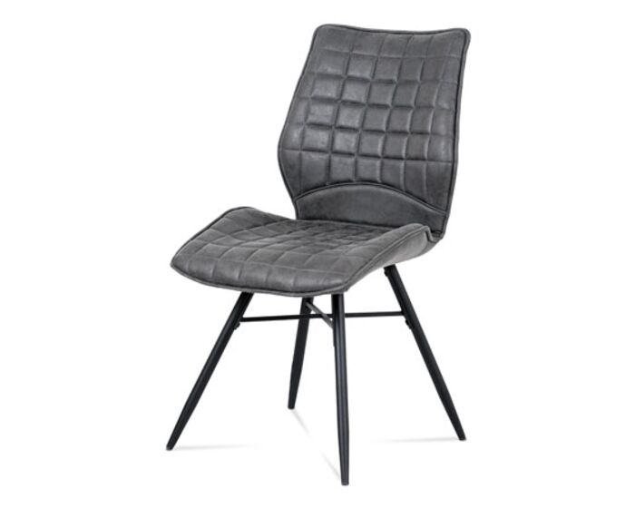 Jídelní židle, šedá látka vintage, kov černý mat HC-444 GREY3