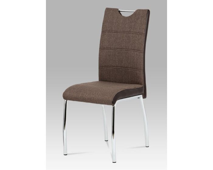 Jídelní židle coffee látka + hnědá koženka / chrom HC-586 COF2