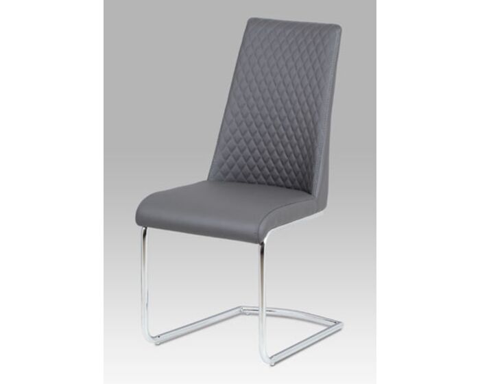 Jídelní židle, koženka šedá / chrom HC-701 GREY