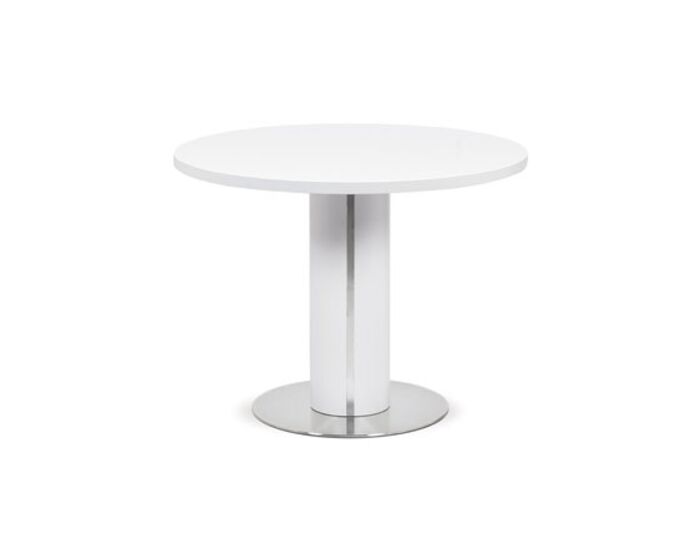 Jídelní stůl pr.100x77, bílá MDF mat, broušený nerez HT-650 WT