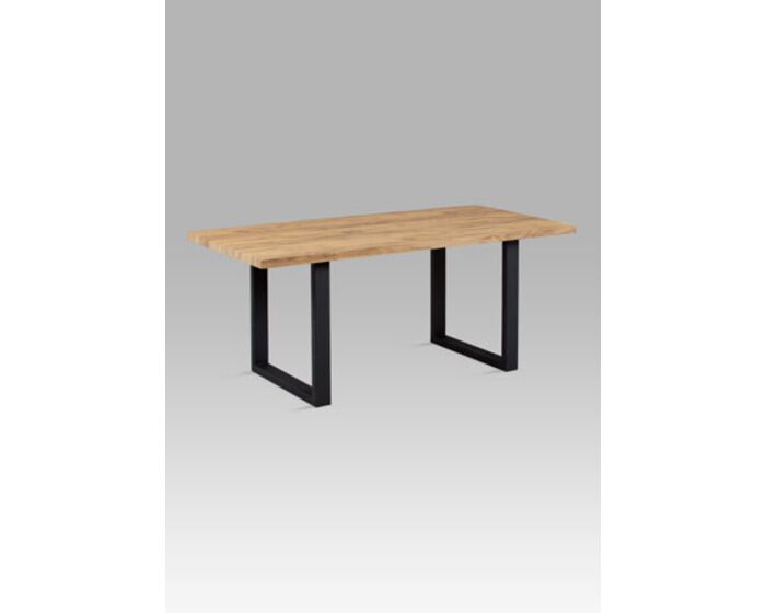 Jídelní stůl 180x90 cm, 3D dekor dub / černý kov HT-660 OAK