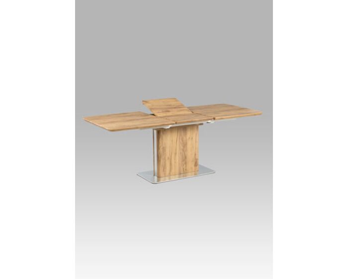 Rozkládací jídelní stůl 160+50x90 cm, 3D dekor dub / broušený nerez HT-670 OAK