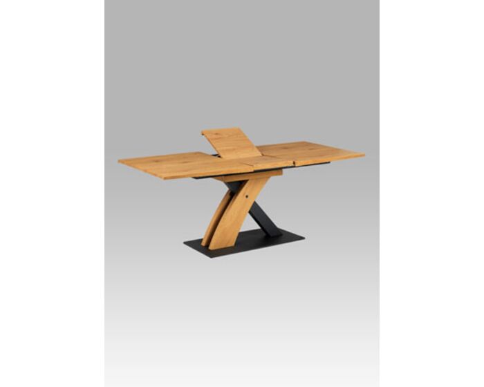 Jídelní stůl 160+40x90, divoký dub MDF, kov matná černá HT-701 OAK