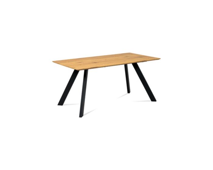 Jídelní stůl 160x90 cm, MDF dekor dub, kov černý mat HT-712 OAK