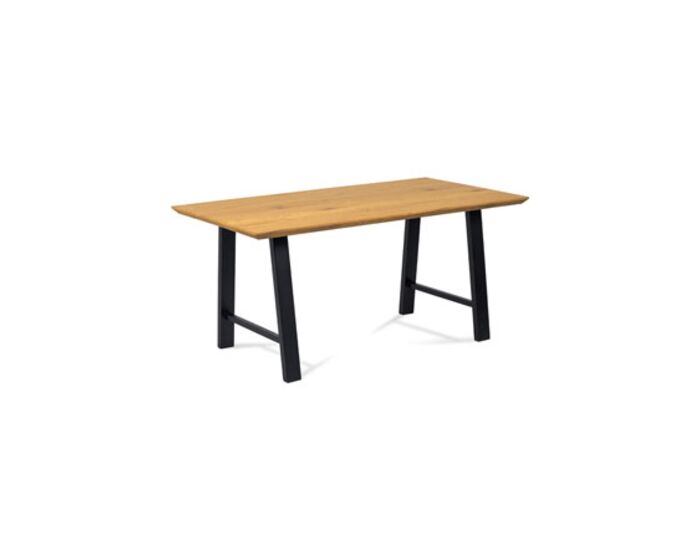 Jídelní stůl 160x90 cm, MDF dekor dub, kov černý mat HT-715 OAK
