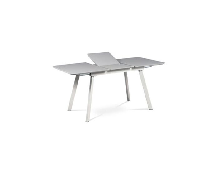 Jídelní stůl 120+40x80 cm, šedá matná MDF+šedé sklo, kov šedý mat HT-801 GREY