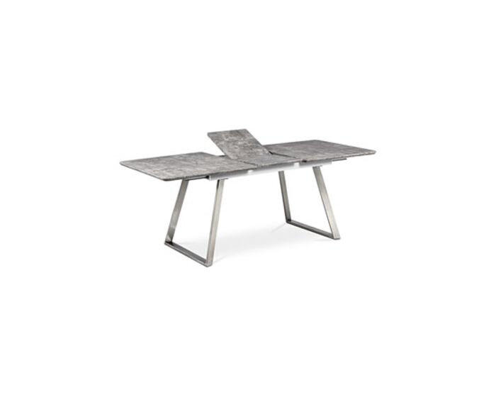 Jídelní stůl 160x90cm s rozkladem 40cm, MDF v dekoru beton, broušený nerez HT-804 BET
