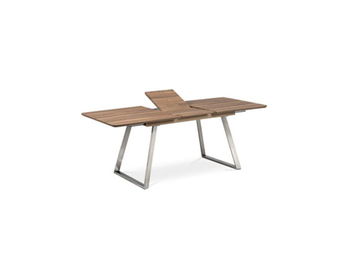 Jídelní stůl 160x90cm s rozkladem 40cm, MDF v dekoru tmavý dub, broušený nerez HT-804 OAK3